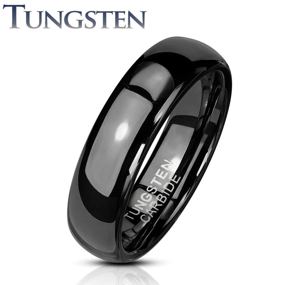 A Plain Dome Band Black PVD Tungsten‎ Carbide Rings
